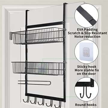 Patfkemt Over The Door Organizer with Baskets and Hooks