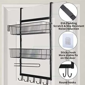 Patfkemt Over The Door Organizer with Baskets and Hooks