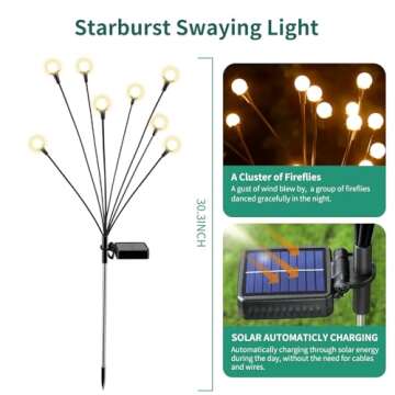 VIGNUTO Solar Lights Outdoor Waterproof, 4 Packs 32LED Firefly Lights for Garden Decor
