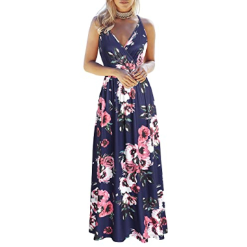 VOTEPRETTY Floral Summer Maxi Dress for Women - Stylish Beachwear with Pockets