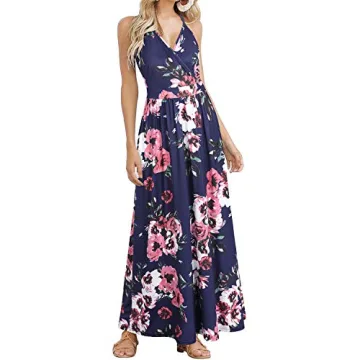 VOTEPRETTY Floral Summer Maxi Dress with Pockets