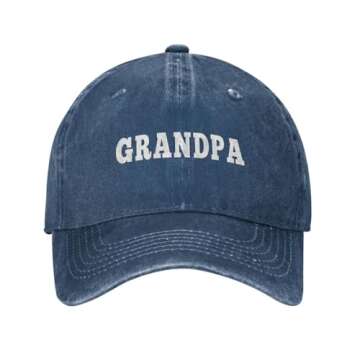 Grandpa Hat New Grandpa Gifts for Men Adjustable Vintage Washed Cotton Grandfather Baseball Cap Gift for Dad Navy Blue