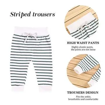 Newborn Baby Boys Girls Grey Hoodie Sweatshirt Top + Striped Pants Outfits Set TODDLING Around Clothes(12-18 Months)