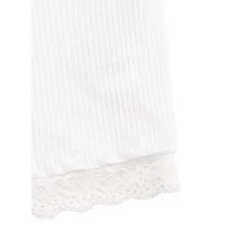 SweatyRocks Sexy V Neck Lace Hem Crop Top for Women