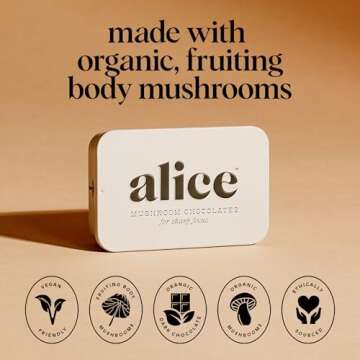 Alice Mushrooms Brainstorm | Mushroom Chocolates | Energy Bites for Focus, Clarity & Cognitive Function | Lions Mane, Cordyceps Mushrooms, Guarana & Phosphatidylserine, Natural Caffeine | Nootroopic