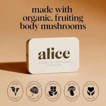 Alice Mushrooms Brainstorm | Mushroom Chocolates | Energy Bites for Focus, Clarity & Cognitive Function | Lions Mane, Cordyceps Mushrooms, Guarana & Phosphatidylserine, Natural Caffeine | Nootroopic