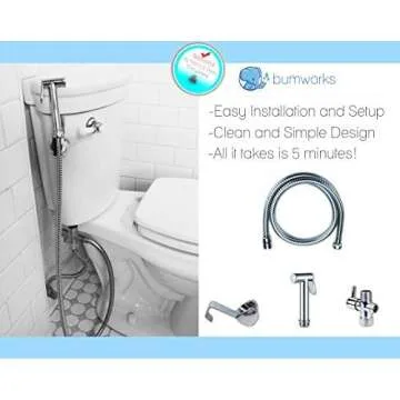 Bumworks Handheld Bidet Cloth Diaper Sprayer for Toilet | Bum Gun Butt Washer, Hand Held Bidet Hose Attachment Water Jet Spray Set | Baday Toilet Kit (Bedit Toilet Badae Biday Boday Toilet Seat)