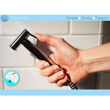 Bumworks Handheld Bidet Cloth Diaper Sprayer for Toilet | Bum Gun Butt Washer, Hand Held Bidet Hose Attachment Water Jet Spray Set | Baday Toilet Kit (Bedit Toilet Badae Biday Boday Toilet Seat)