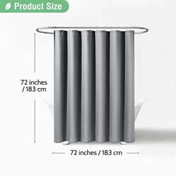 Dynamene Grey Fabric Shower Curtain for Bathroom - Waffle Weave Textured Heavy Duty , 256GSM Hotel Luxury Weighted Cloth Bath Curtain Set with 12 Plastic Hooks,72x72, Grey/Gray