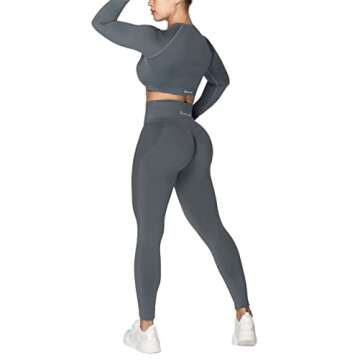 Sunzel Seamless Long Sleeve Workout Crop Tops for Women, Buttery Soft Slim Fit Athletic Yoga Gym Sports Cropped Shirts Dark Gray