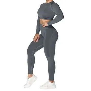 Sunzel Seamless Long Sleeve Workout Crop Tops for Women, Buttery Soft Slim Fit Athletic Yoga Gym Sports Cropped Shirts Dark Gray