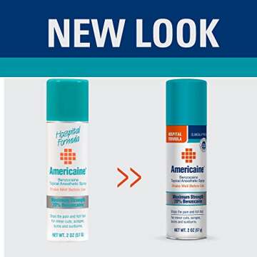 Americaine Hospital Formula, Maximum Strength Benzocaine Topical Anesthetic Spray, For Minor Cuts, Scrapes, Burns & Sunburn, 2 oz Can (Packaging may vary)