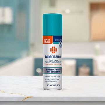 Americaine Hospital Formula, Maximum Strength Benzocaine Topical Anesthetic Spray, For Minor Cuts, Scrapes, Burns & Sunburn, 2 oz Can (Packaging may vary)