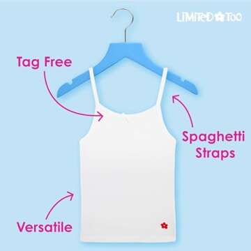 Limited Too Girls’ Undershirt – 100% Cotton Cami – Camisole Tank Top (6 Pack, 2T-16)