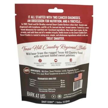 Smart Cookie All Natural Dog Treats - Wild Boar & Sweet Potato - Training Treats for Dogs with Aller...