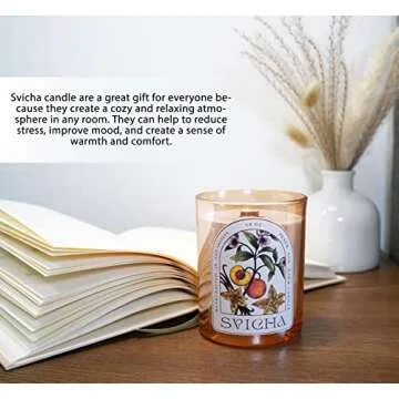 Svicha Candle Crackling Wood Scented Eco-Friendly, Candles with Fragrance Oils, Organic Candles Non Toxic, Coconut Wax Candle, Gift Candles Crackle (Peach and Warm Vanilla)