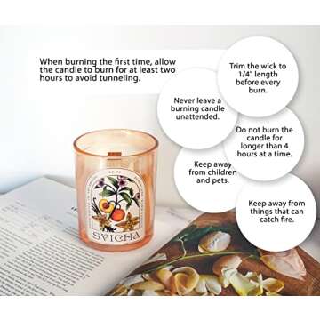 Svicha Candle Crackling Wood Scented Eco-Friendly, Candles with Fragrance Oils, Organic Candles Non Toxic, Coconut Wax Candle, Gift Candles Crackle (Peach and Warm Vanilla)