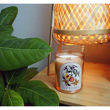 Svicha Candle Crackling Wood Scented Eco-Friendly, Candles with Fragrance Oils, Organic Candles Non Toxic, Coconut Wax Candle, Gift Candles Crackle (Peach and Warm Vanilla)