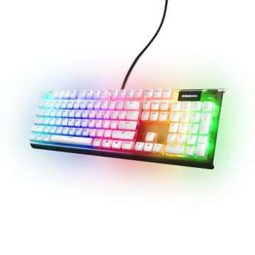 SteelSeries PrismCaps – Double Shot Pudding-style Keycaps – Durable PBT Thermoplastic – Compatible with Most Mechanical Keyboards – MX Stems – White (US Layout)