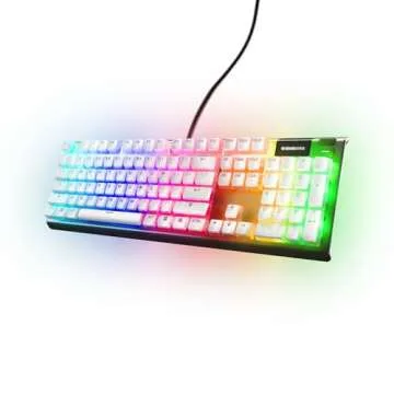SteelSeries PrismCaps – Double Shot Pudding-style Keycaps – Durable PBT Thermoplastic – Compatible with Most Mechanical Keyboards – MX Stems – White (US Layout)