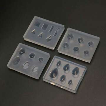 Molds For Crafts Arts Making,12Pcs Mini Faceted Diamond Crystal Resin Mold Oval Round Gemstone Nail Art Molds