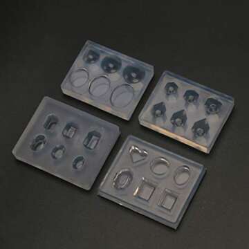 Molds For Crafts Arts Making,12Pcs Mini Faceted Diamond Crystal Resin Mold Oval Round Gemstone Nail Art Molds