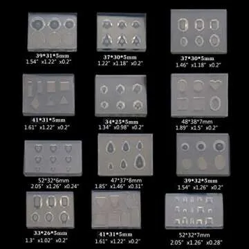 Molds For Crafts Arts Making,12Pcs Mini Faceted Diamond Crystal Resin Mold Oval Round Gemstone Nail Art Molds