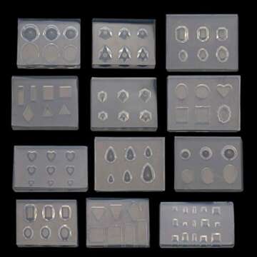 Molds For Crafts Arts Making,12Pcs Mini Faceted Diamond Crystal Resin Mold Oval Round Gemstone Nail Art Molds