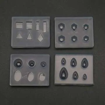 Molds For Crafts Arts Making,12Pcs Mini Faceted Diamond Crystal Resin Mold Oval Round Gemstone Nail Art Molds