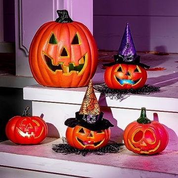 Light Up Pumpkin Decor Set for Spooky Halloween Fun