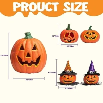 Light Up Pumpkin Decor Set for Spooky Halloween Fun