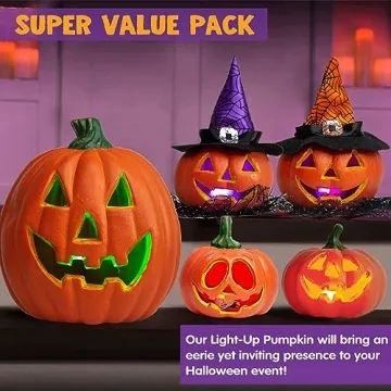 Light Up Pumpkin Decor Set for Spooky Halloween Fun