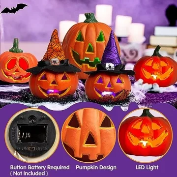 Light Up Pumpkin Decor Set for Spooky Halloween Fun
