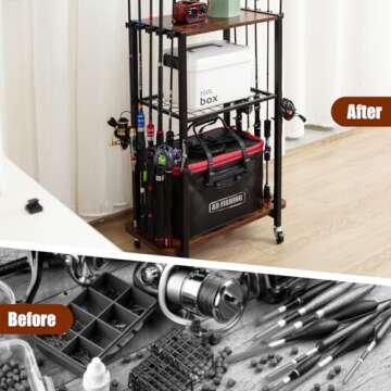 Aledaras Fishing Rod Holders for Garage - Store Up to 10 Fishing Rods