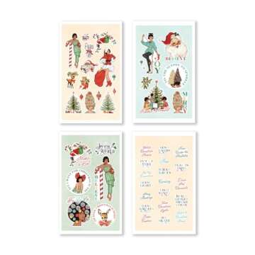 Rongrong Holiday Planner Stickers Book Jingle All The Way Theme for Planners & Journals – Premium Quality Hand Drawn Perfect for Christmas – Scrapbook Accessories – 24 Pages