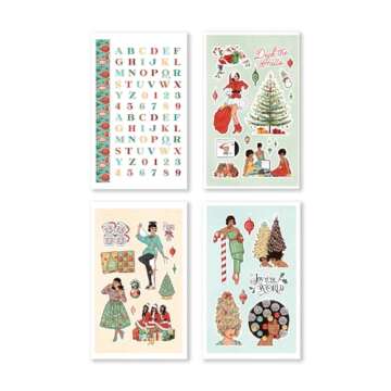 Rongrong Holiday Planner Stickers Book Jingle All The Way Theme for Planners & Journals – Premium Quality Hand Drawn Perfect for Christmas – Scrapbook Accessories – 24 Pages