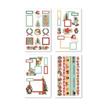 Rongrong Holiday Planner Stickers Book Jingle All The Way Theme for Planners & Journals – Premium Quality Hand Drawn Perfect for Christmas – Scrapbook Accessories – 24 Pages