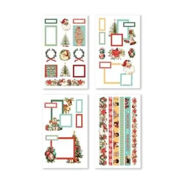 Rongrong Holiday Planner Stickers Book Jingle All The Way Theme for Planners & Journals – Premium Quality Hand Drawn Perfect for Christmas – Scrapbook Accessories – 24 Pages