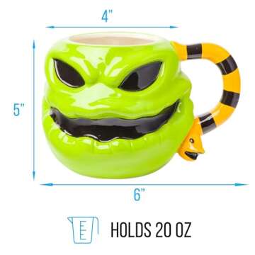 Silver Buffalo Disney Nightmare Before Christmas Oogie Boogie Ceramic 3D Sculpted Mug, 20 Ounces