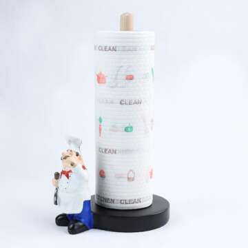 MASSJOY Chef Style Paper Towel Holder, Resin Crafts Display for Kitchen Cafe Western Restaurant Cake Shop Dessert Shop.