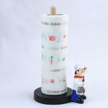 MASSJOY Chef Style Paper Towel Holder, Resin Crafts Display for Kitchen Cafe Western Restaurant Cake Shop Dessert Shop.