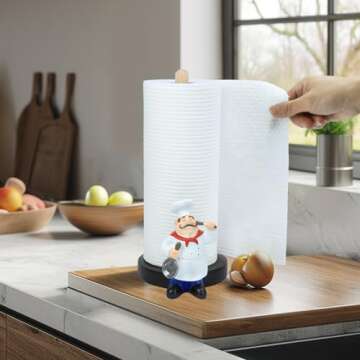 MASSJOY Chef Style Paper Towel Holder, Resin Crafts Display for Kitchen Cafe Western Restaurant Cake Shop Dessert Shop.
