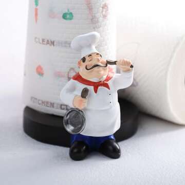 MASSJOY Chef Style Paper Towel Holder, Resin Crafts Display for Kitchen Cafe Western Restaurant Cake Shop Dessert Shop.