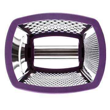 Spring Chef Purple Professional Stainless Steel XL Parmesan Cheese Grater with Handle - Manual Box Grater for Kitchen, 4 Sides, Dishwasher Safe Food Shredder for Vegetable, Potato, Hard Cheese, Carrot