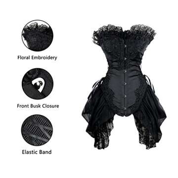 Gothic Floral Embroidery Corset for Elegant Costumes