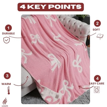 Luxape Bow Blanket Cozy Reversible Design All Ages