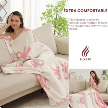 Luxape Bow Blanket Cozy Reversible Design All Ages