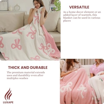 Luxape Bow Blanket Cozy Reversible Design All Ages