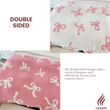 Luxape Bow Blanket Cozy Reversible Design All Ages