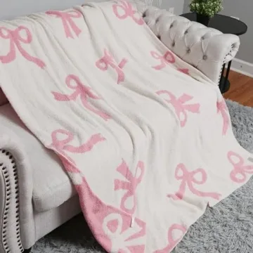Luxape Bow Blanket Cozy Reversible Design All Ages